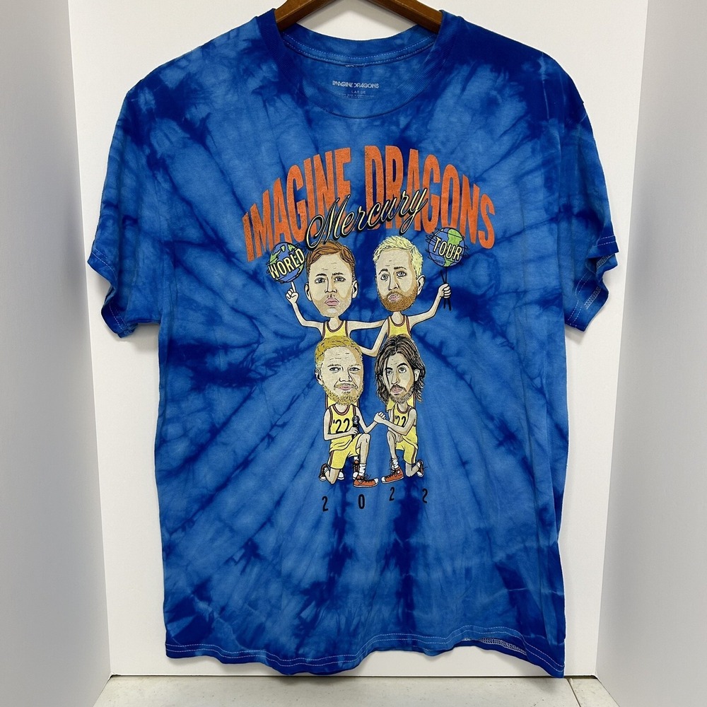 Imagine Dragons 2022 Mercury World Tour T-Shirt – Tie Dye Blue – Unisex‎ L